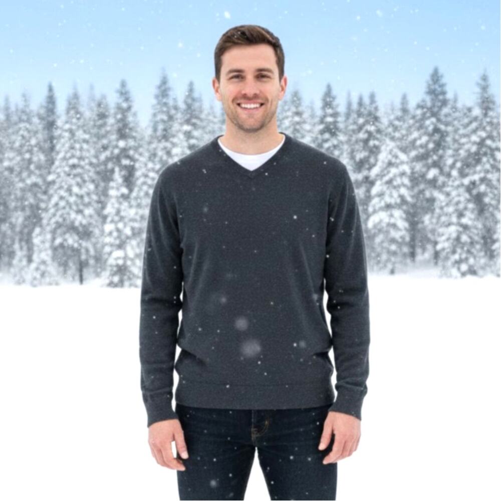 RoundTree & Yorke Cashmere Sweater V Neck Pullover Mens XXL Gray Minimalist